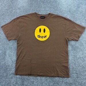 Drew House Smiley Face Shirt Mens XL Brown Justin Bieber Streetwear Crewneck